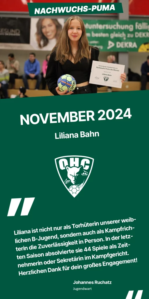 OHC Nachwuchs-Puma des Monats November 2024