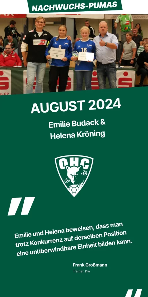 OHC Nachwuchs-Puma des Monats August 2024