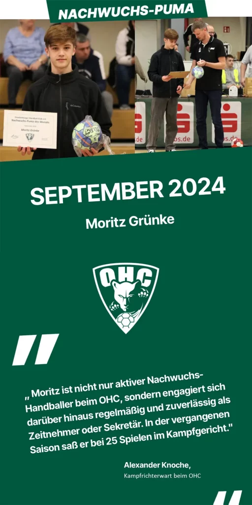 OHC Nachwuchs-Puma des Monats September 2024